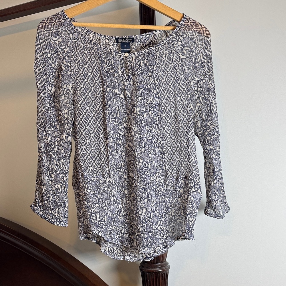 Lucky Brand Blue/cream super light top